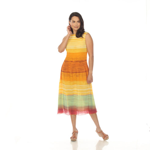 Sleeveless Print Crinkle Dress - DR457